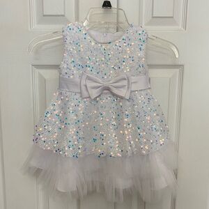 Sparkling White Tulle & Sequin Dress with Bow 12 months - 1st birthday